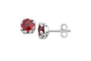 SS 7MM ROUND GARNET STUDS