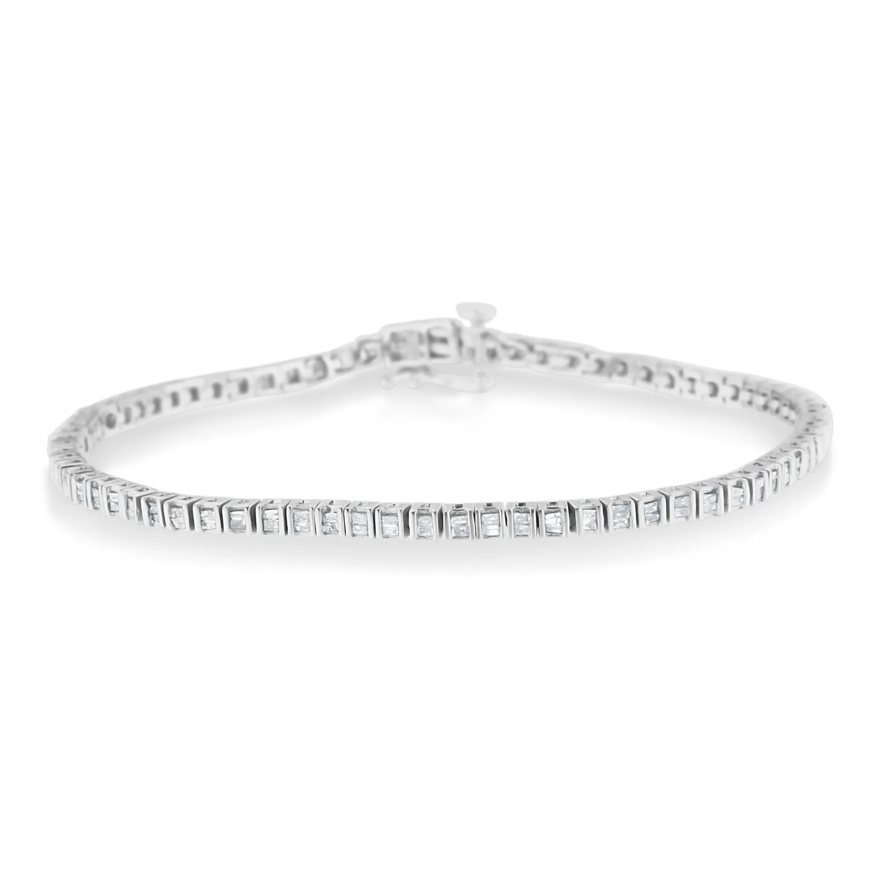 Sterling Silver 1ct TDW Baguette Diamond Link Bracelet (H-I,I2-I3)