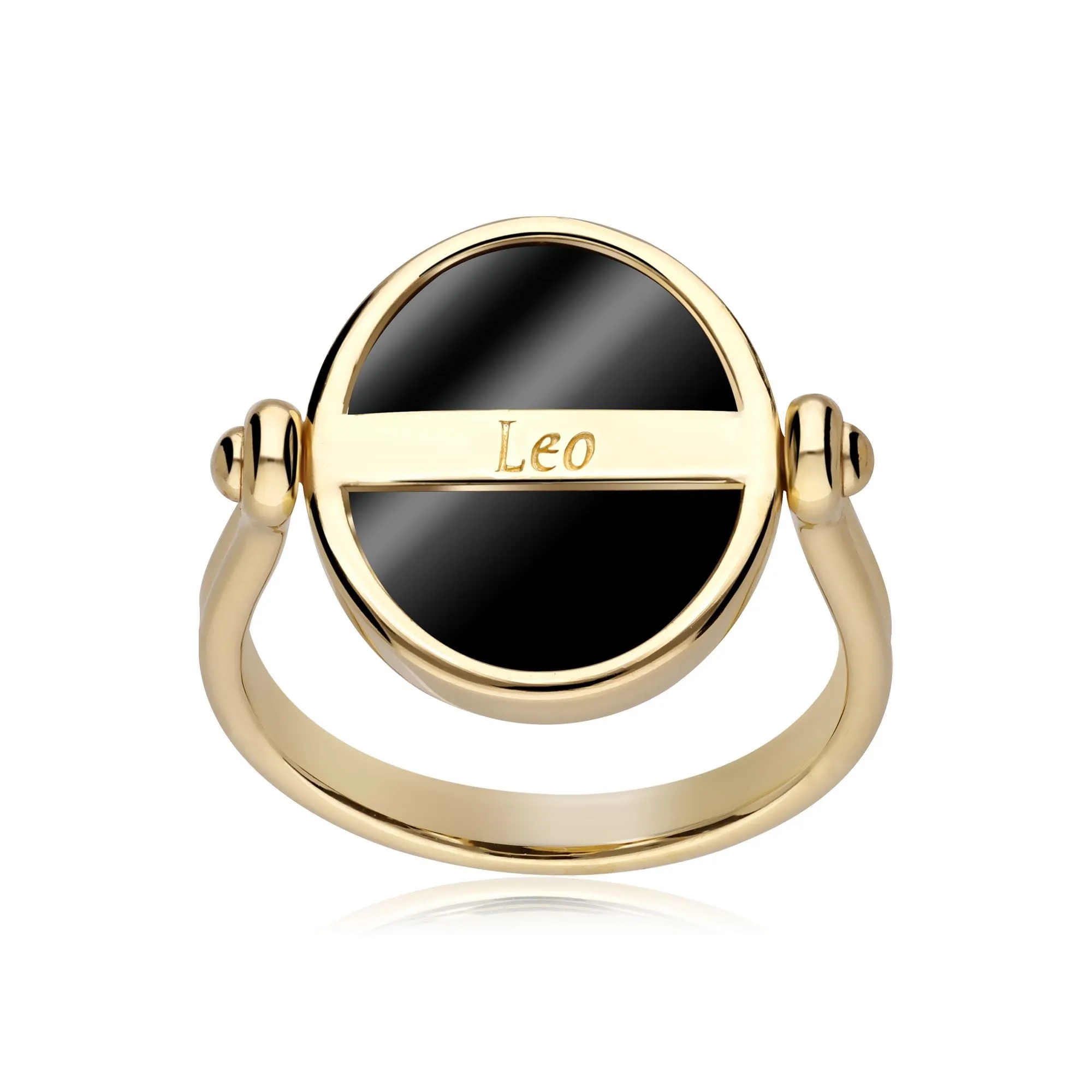 Sternzeichen Löwe Schwarzer Onyx Flip Ring