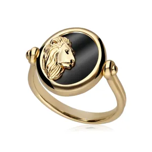 Sternzeichen Löwe Schwarzer Onyx Flip Ring