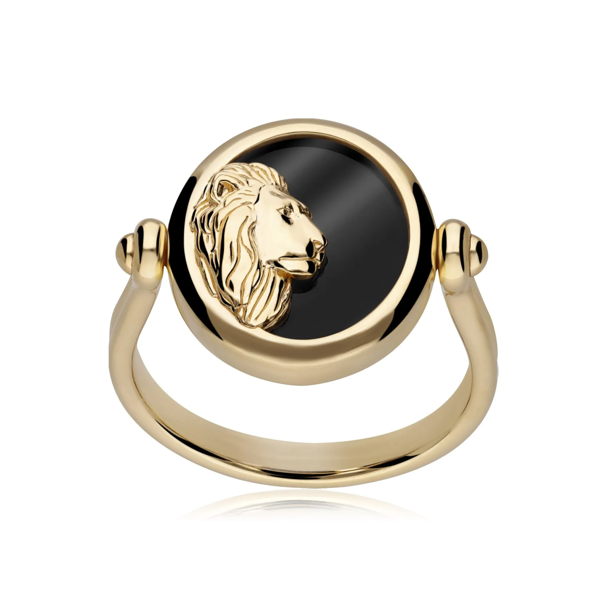 Sternzeichen Löwe Schwarzer Onyx Flip Ring