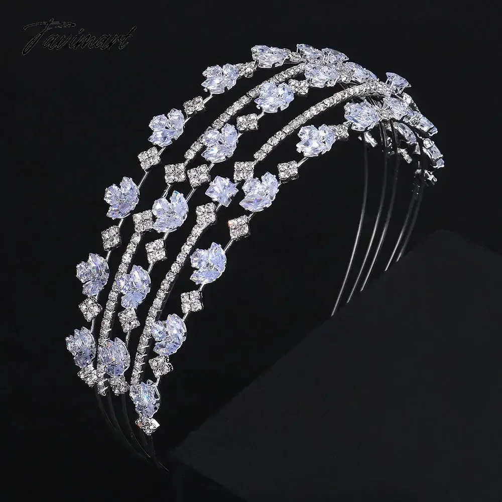 Tavimart Wedding Multi-layer Zircon Hair Band Luxury Crystal Tiara Headdress Bride Accessories Hair Band