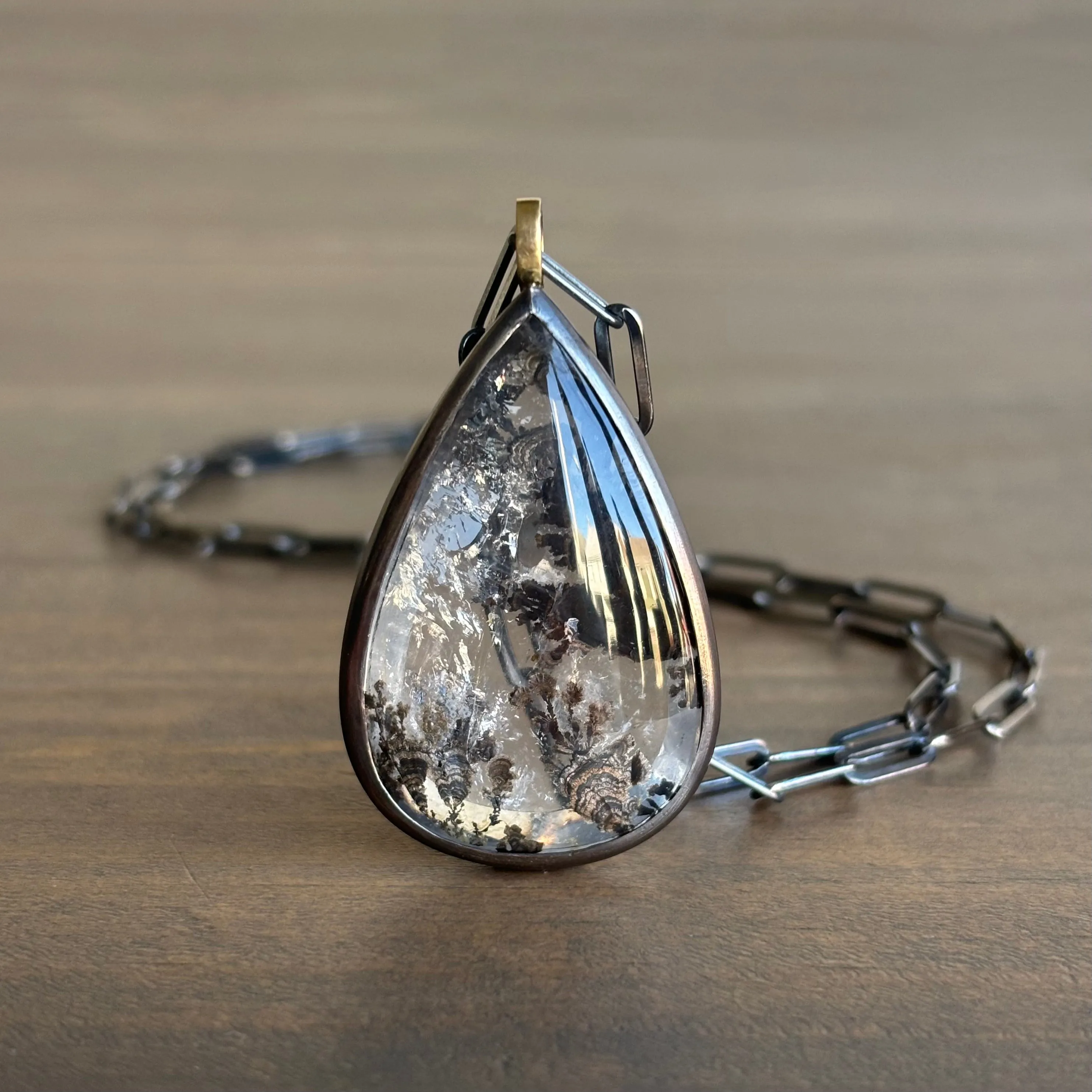 Teardrop Floral Dendritic Quartz Pendant