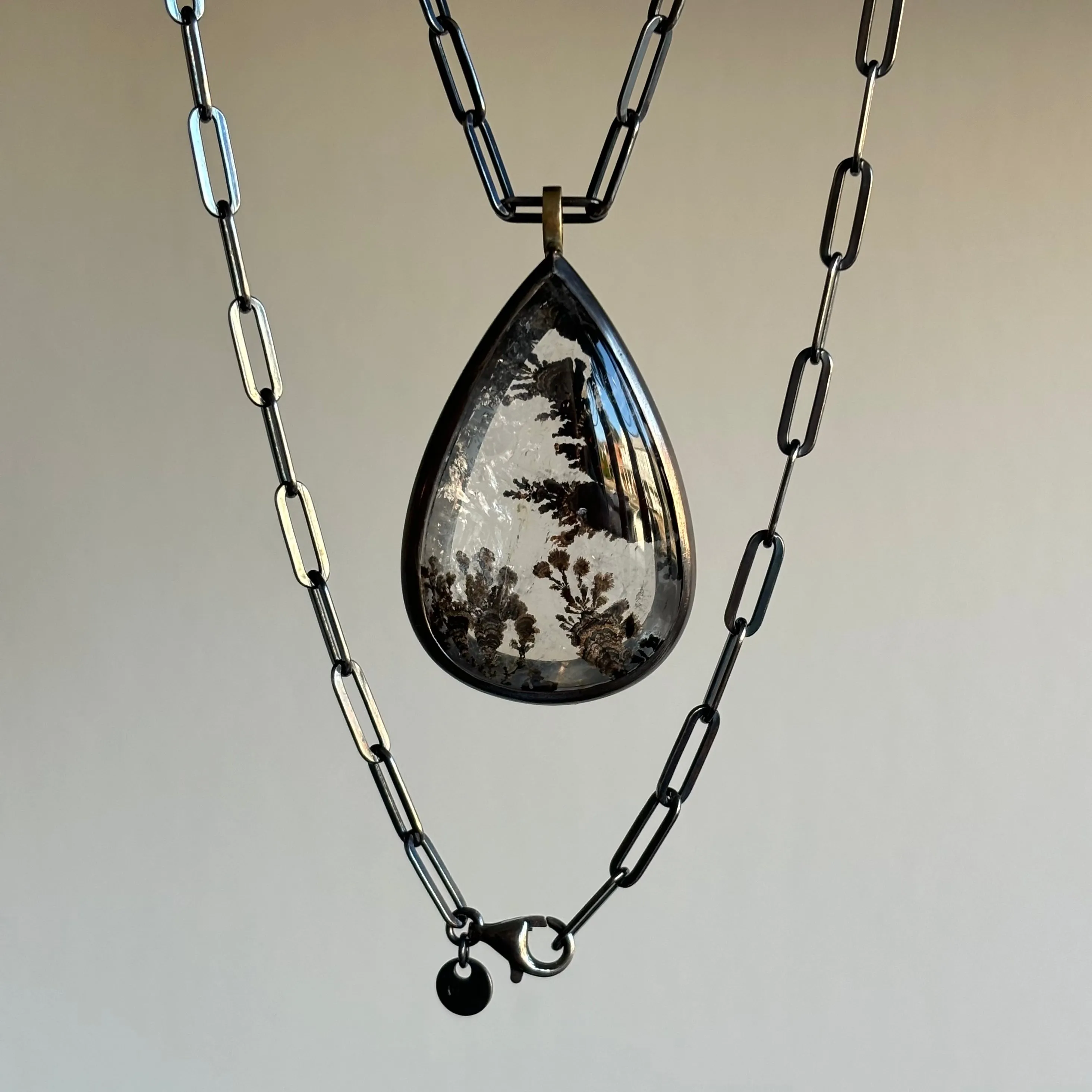 Teardrop Floral Dendritic Quartz Pendant