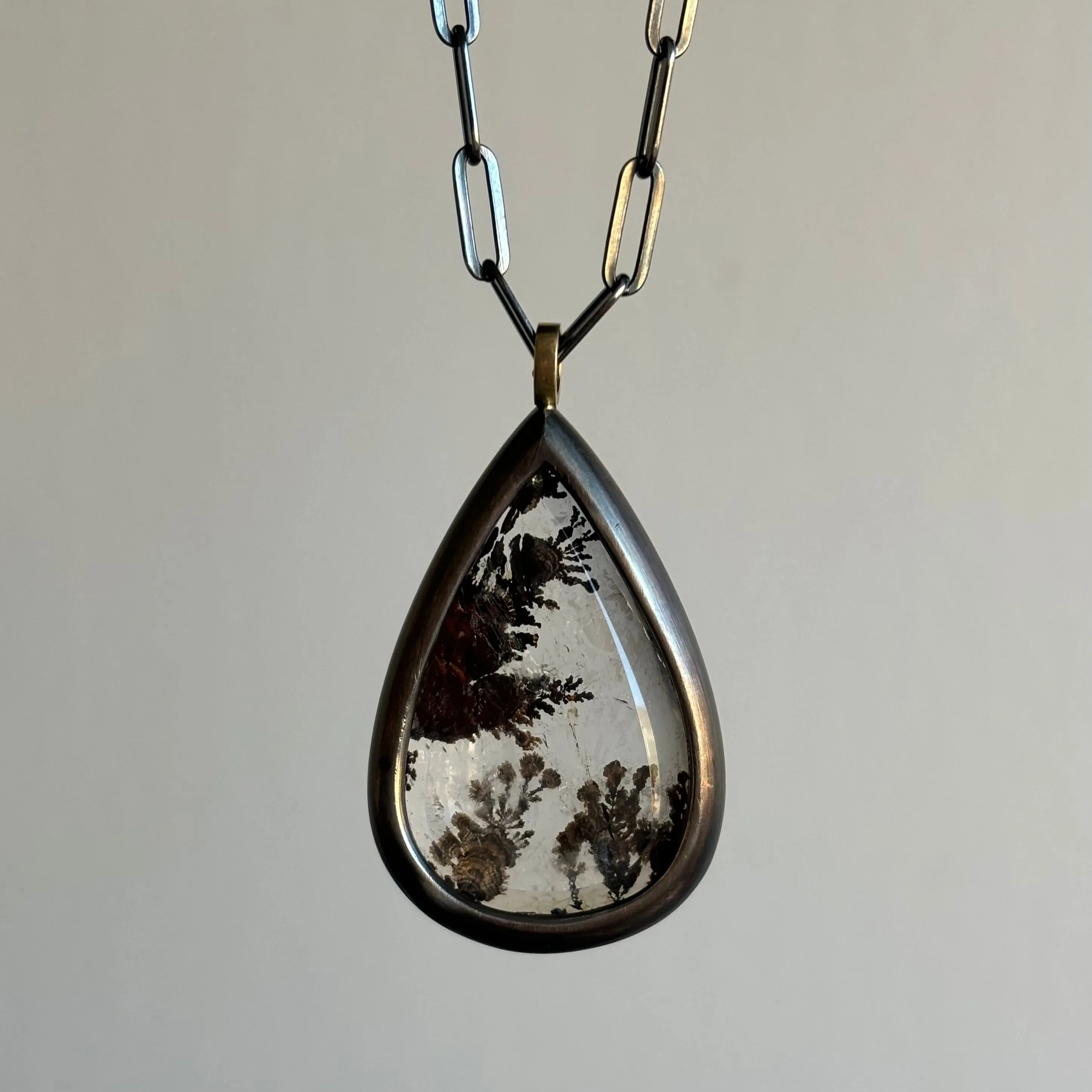 Teardrop Floral Dendritic Quartz Pendant