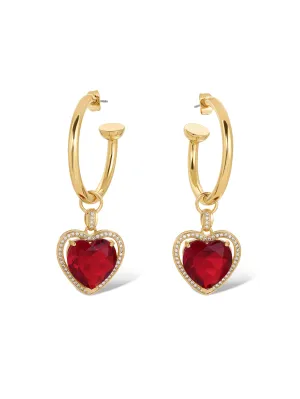 The Ruby Heart Hoop Earrings