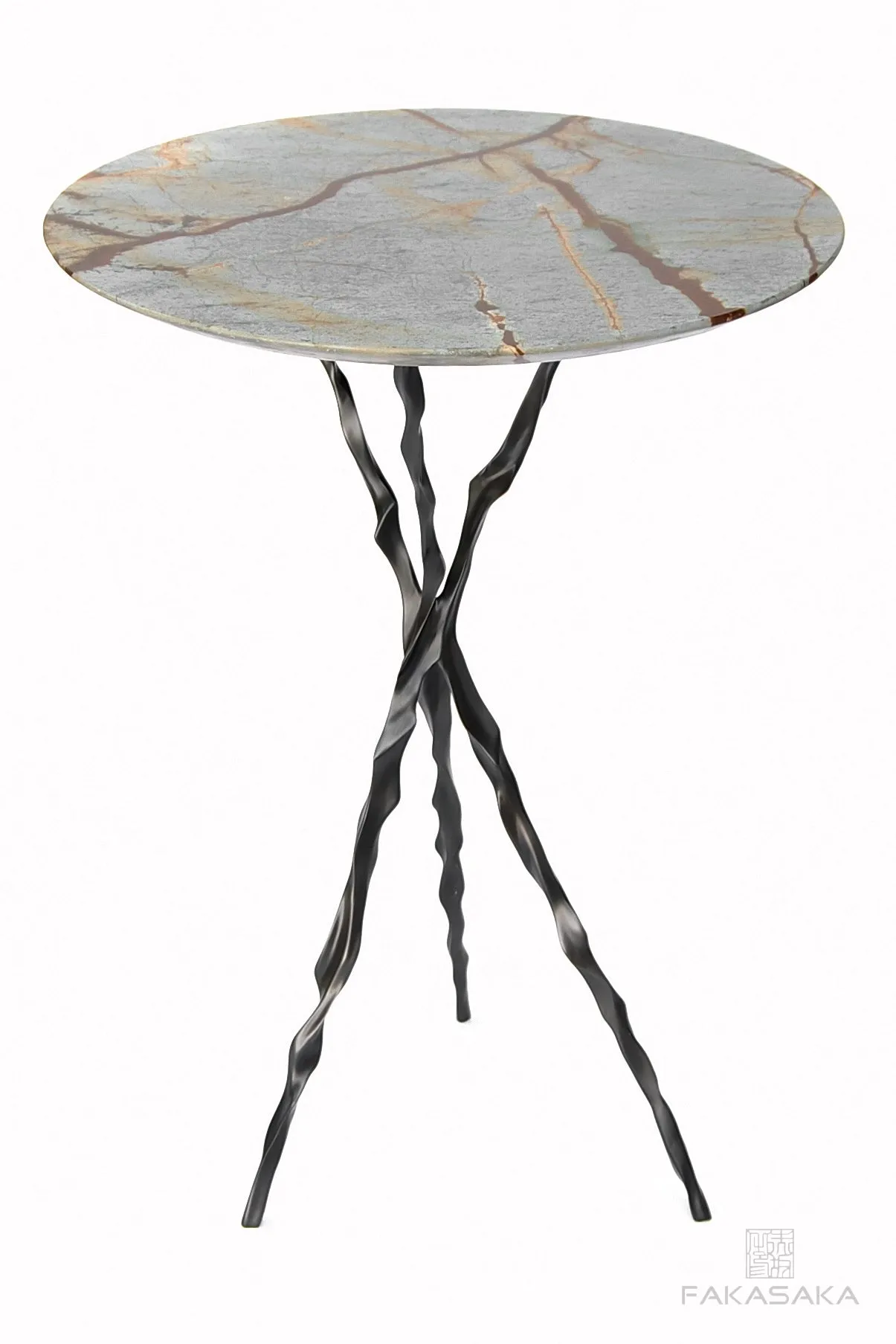 THOM DRINK TABLE<br><br>BLUE MARE QUARTZITE<br>DARK BRONZE