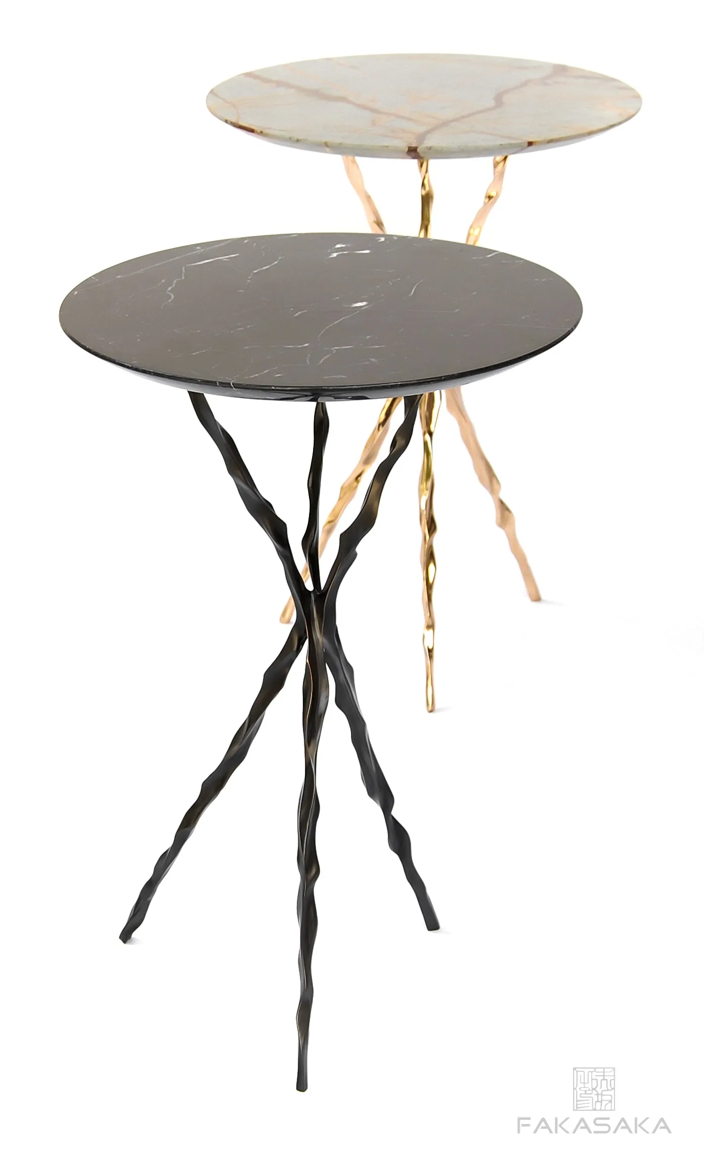 THOM DRINK TABLE<br><br>BLUE MARE QUARTZITE<br>DARK BRONZE