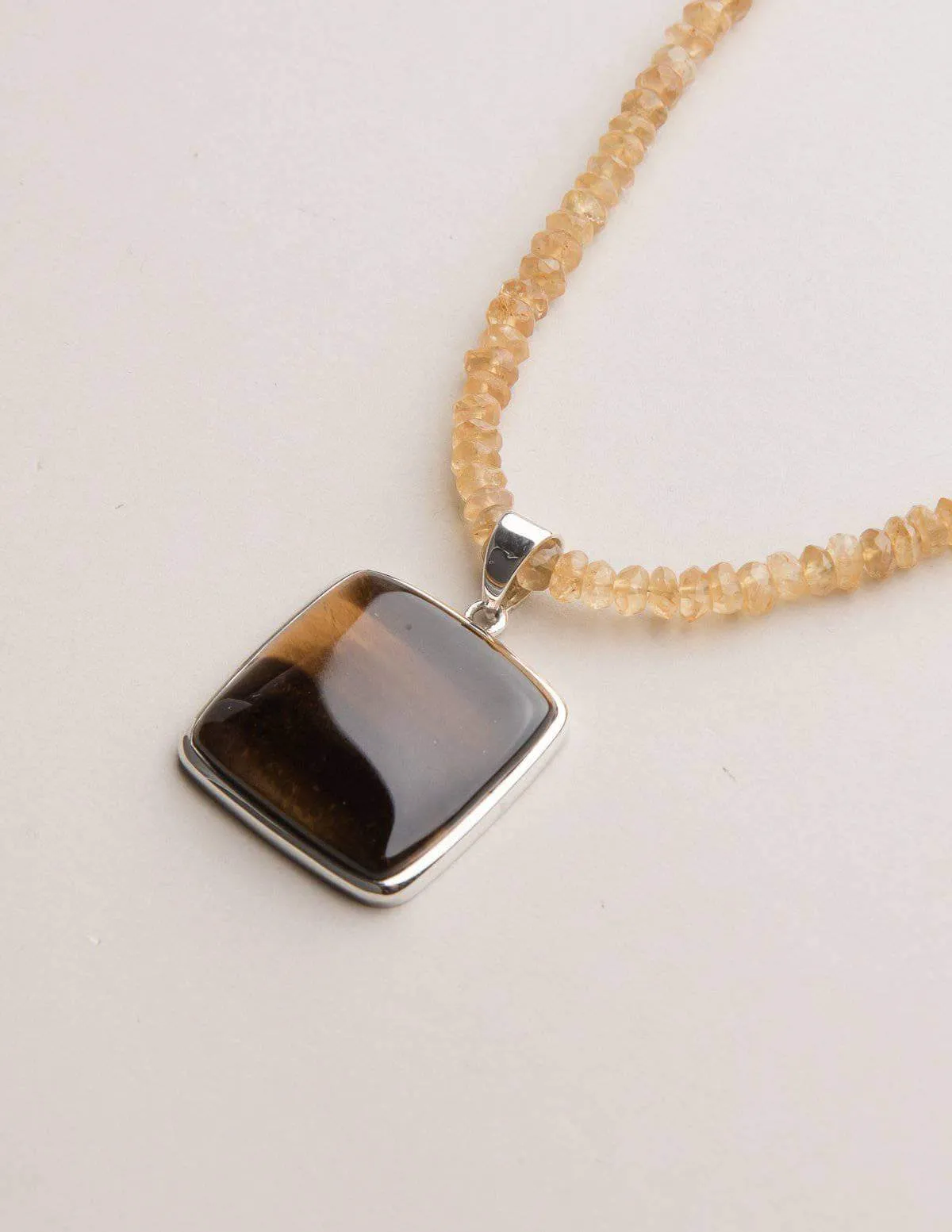 Tigers Eye and Citrine Necklace - One of a Kind