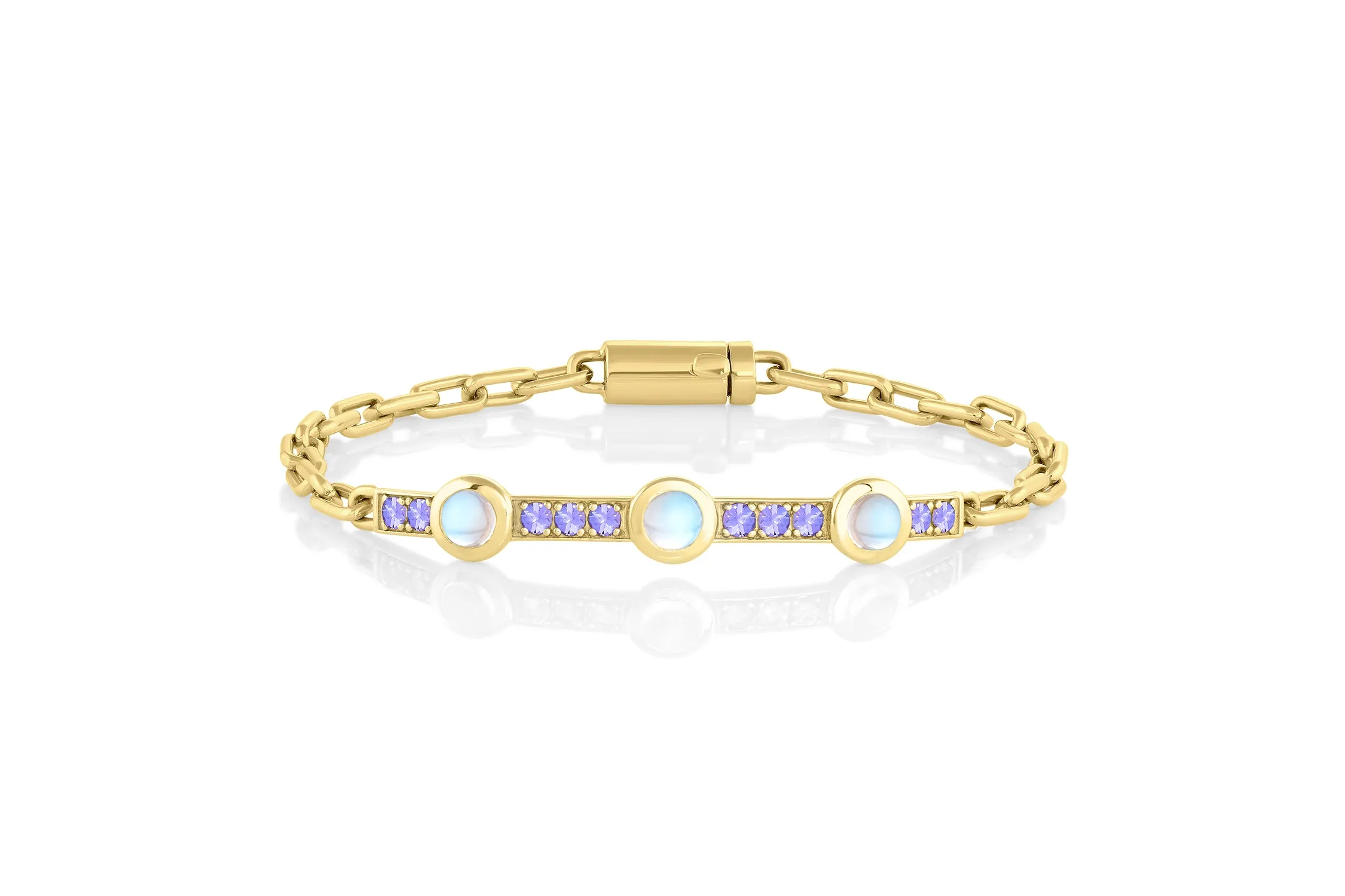 Triple Stone Gem ID Bracelet - Moonstone, Tanzanite