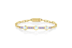 Triple Stone Gem ID Bracelet - Moonstone, Tanzanite