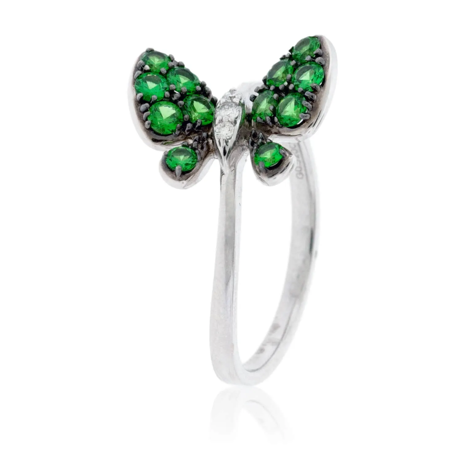 Tsavorite Garnet Winged Butterfly & Diamond Ring