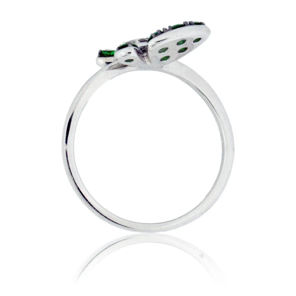 Tsavorite Garnet Winged Butterfly & Diamond Ring