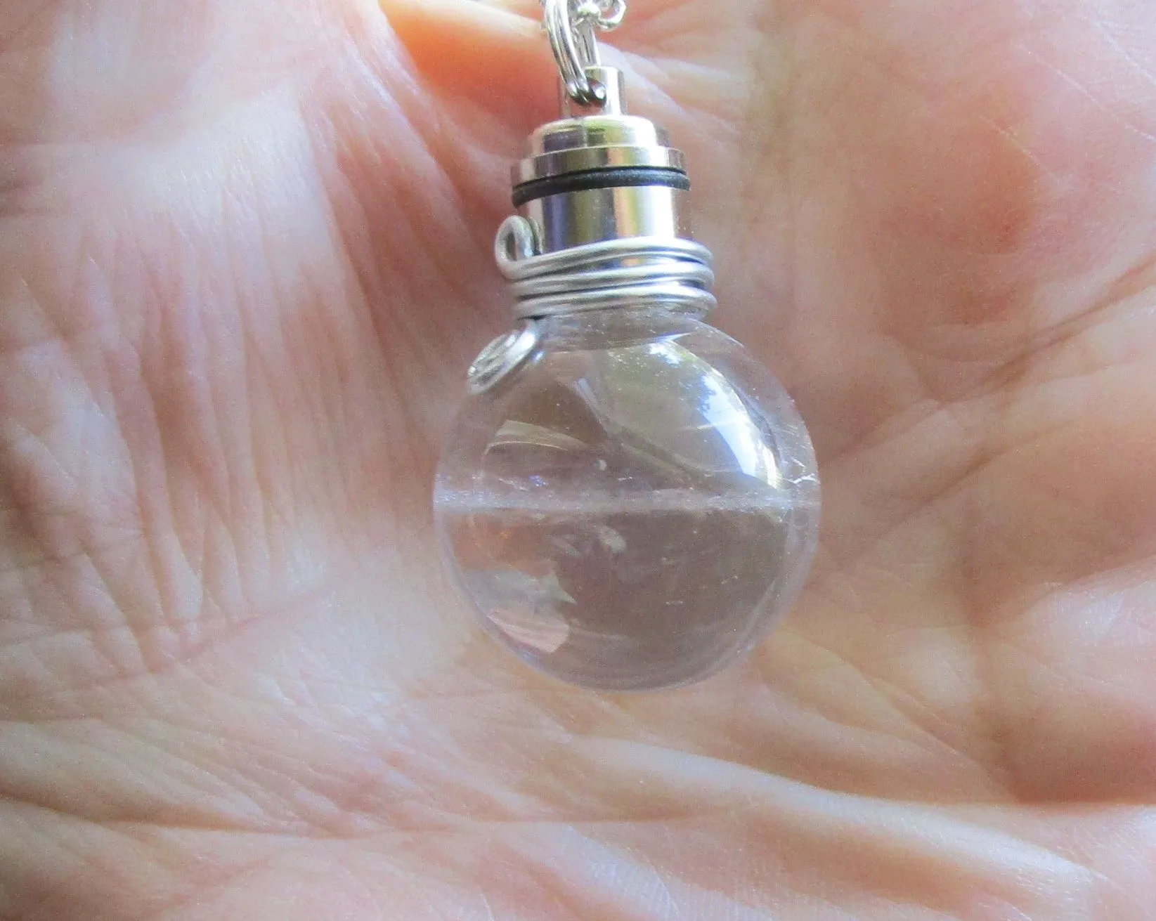 Water Elemental Blue LED Light Up Quartz Crystal Ball Pendant