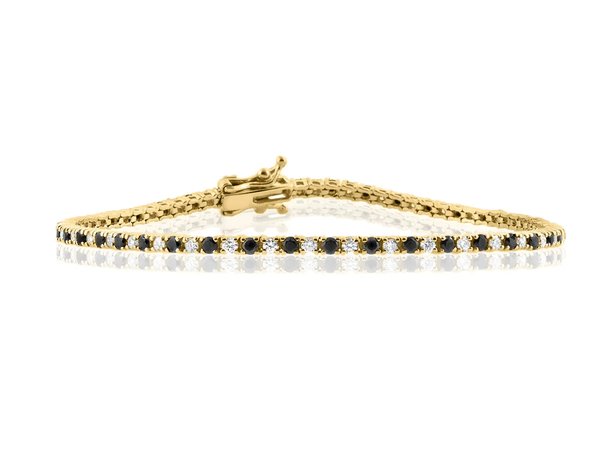 White & Black Diamond Tennis Bracelet