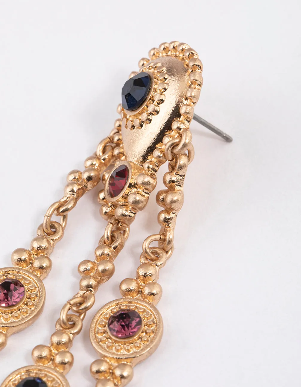 Worn Gold  Vintage Boho Charm Drop Earrings