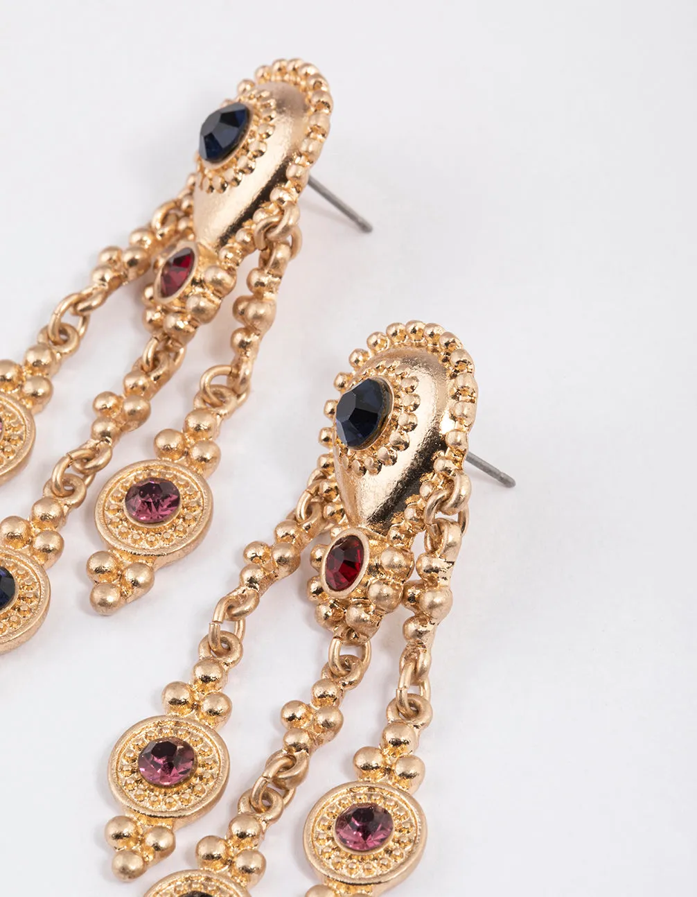 Worn Gold  Vintage Boho Charm Drop Earrings